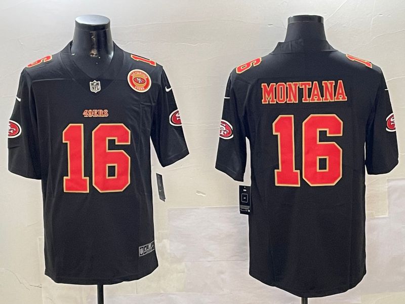 Men San Francisco 49ers #16 Montana Black Second generation 2024 Nike Limited NFL Jersey style 01085->san francisco 49ers->NFL Jersey